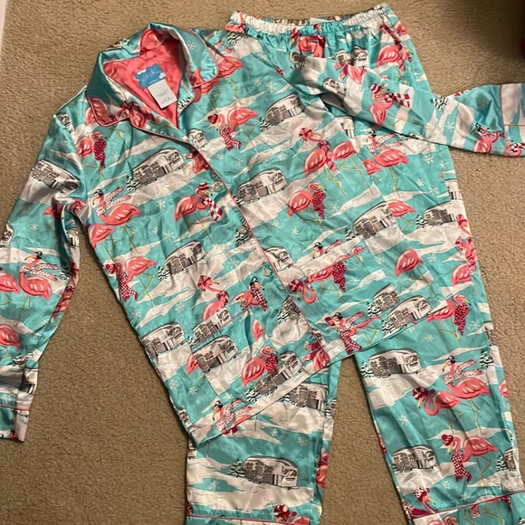 Nick and Nora limited holiday time silk pj matching set YOUTH XL-16 - Picture 1 of 5